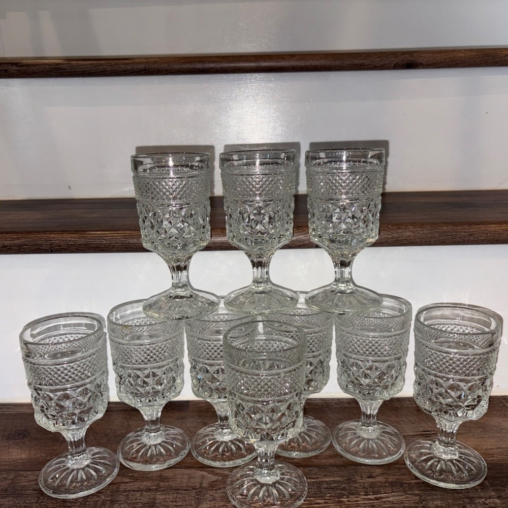 Anchor Hocking   WEXFORD   Lot of 10 Claret Wine Goblets  5 3/8" Clear